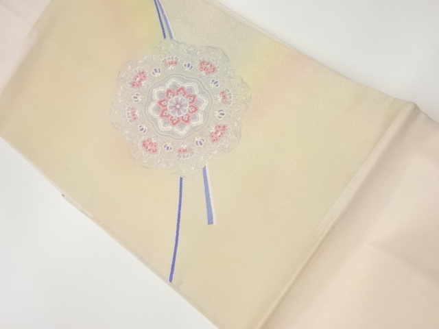JAPANESE KIMONO / VINTAGE NAGOYA OBI / WOVEN FLOWER CREST